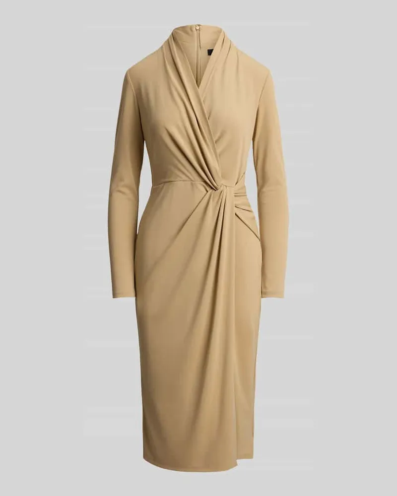 Ralph Lauren Knielanges Kleid in Wickeloptik Sand
