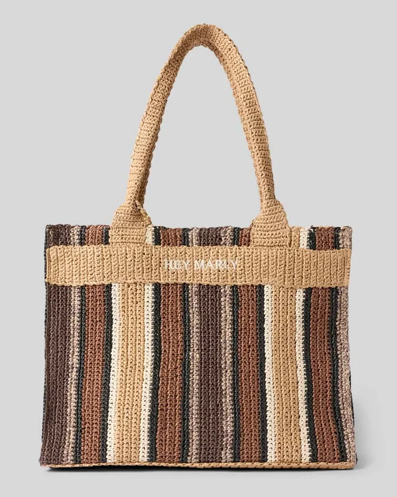 Hey Marly Strandtasche mit Logo-Stitching Modell 'Beach Bestie Cognac
