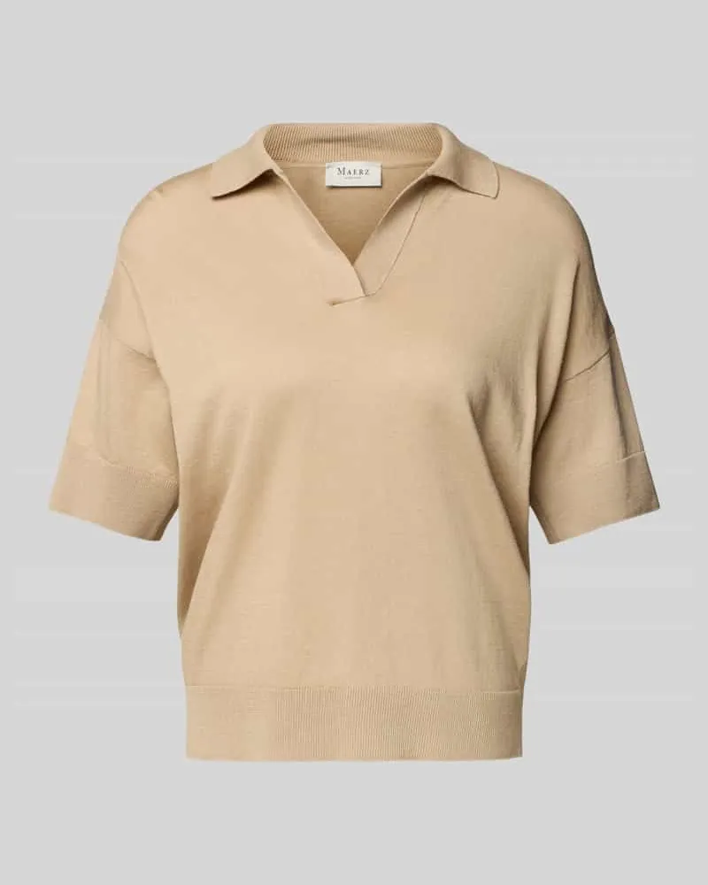 Maerz Regular Fit Poloshirt aus Baumwoll-Leinen-Mix Hellbraun