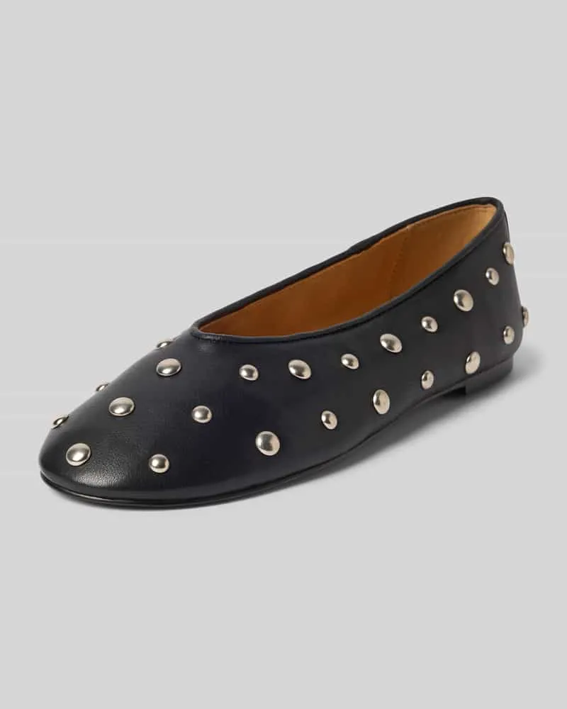 Inuovo Ballerinas aus Leder mit Nieten Black
