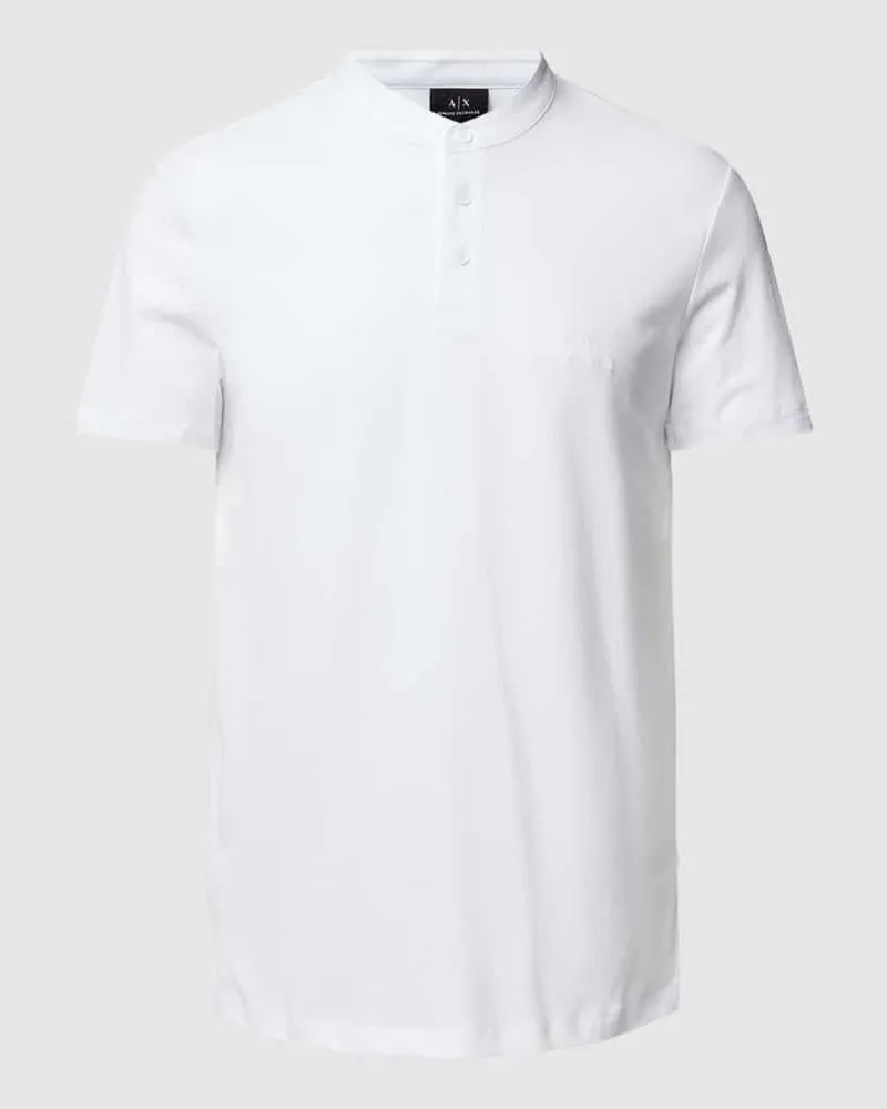 Armani Exchange T-Shirt mit Stehkragen Weiss