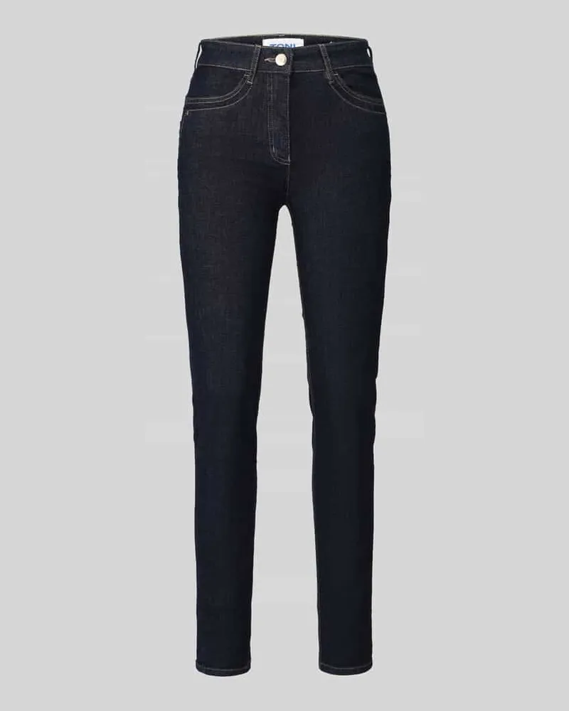 TONI Slim Fit Jeans aus Baumwoll-Mix Modell 'Be loved Dunkelblau