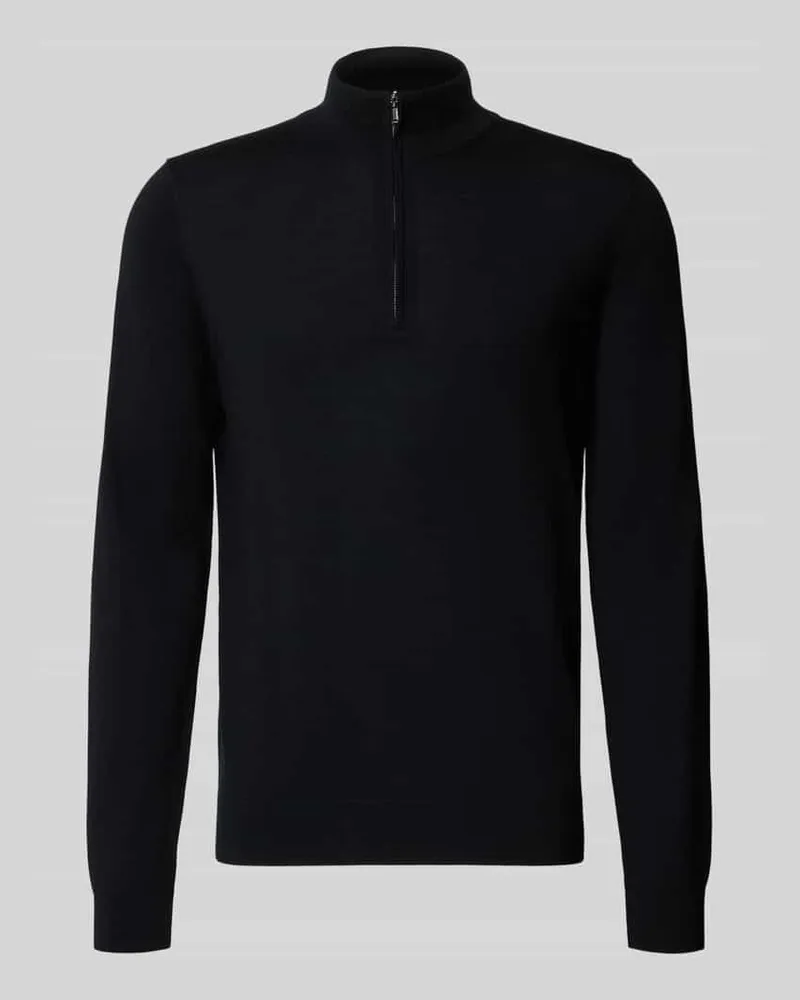 Profuomo Strickpullover aus Wolle mit Reißverschluss Black