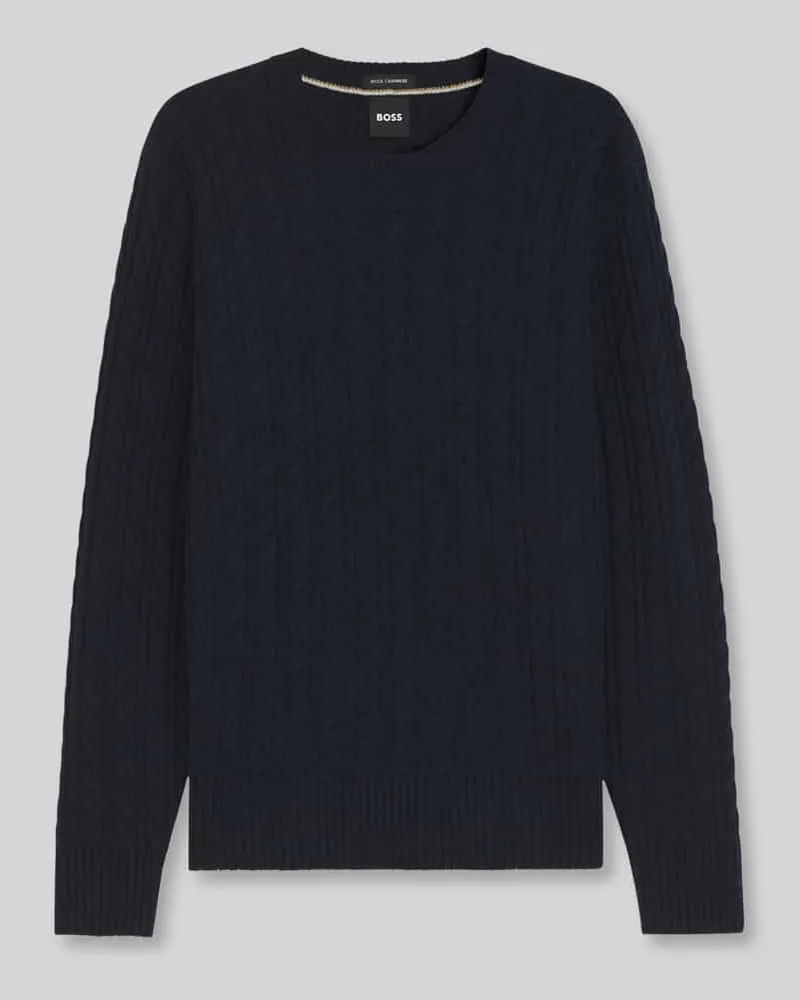 HUGO BOSS Regular Fit Pullover mit Baumwoll-Anteil Modell 'Furlan Marine