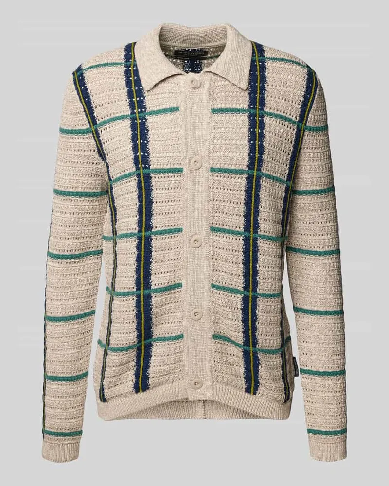 Marc O'Polo Regular Fit Strickjacke aus Baumwoll-Leinen-Mix Beige