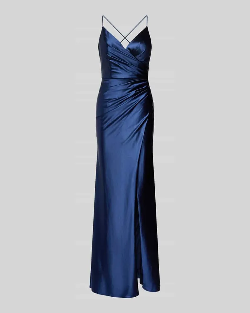 LUXUAR Abendkleid mit Raffungen Dunkelblau