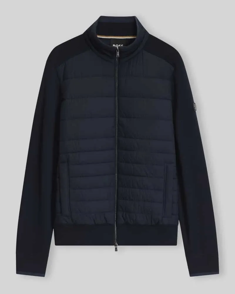 HUGO BOSS Regular Fit Strickjacke aus Baumwoll-Schurwoll-Mix Modell 'H-Facente Marine