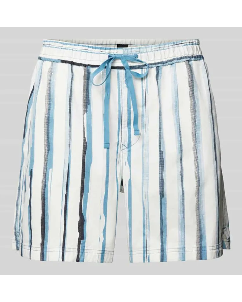 HUGO BOSS Regular Fit Shorts mit Streifenmuster Modell 'Sandrew Weiss