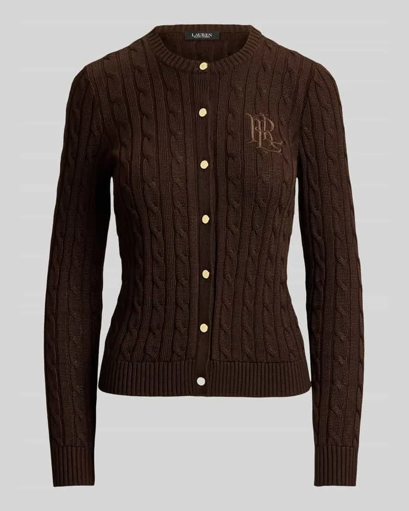 Ralph Lauren Slim Fit Strickjacke aus Baumwoll-Viskose-Mix Dunkelbraun