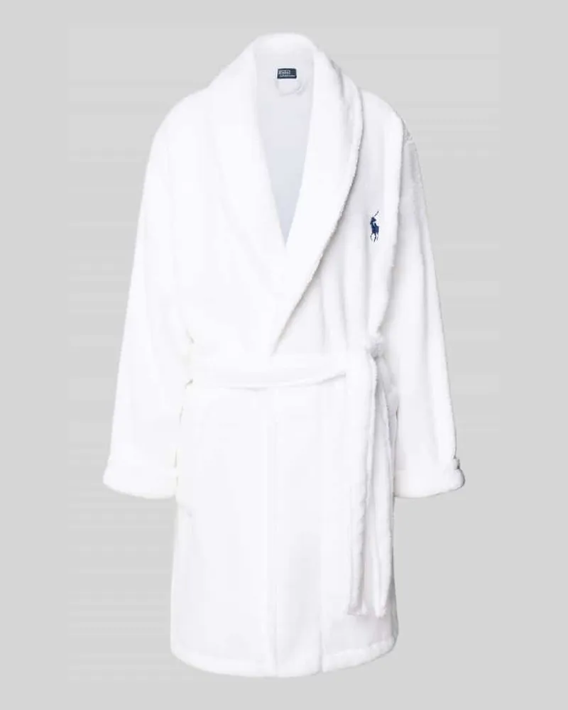 Ralph Lauren Comfort Fit Bademantel aus reiner Baumwolle Modell 'ICONIC BEAR Weiss