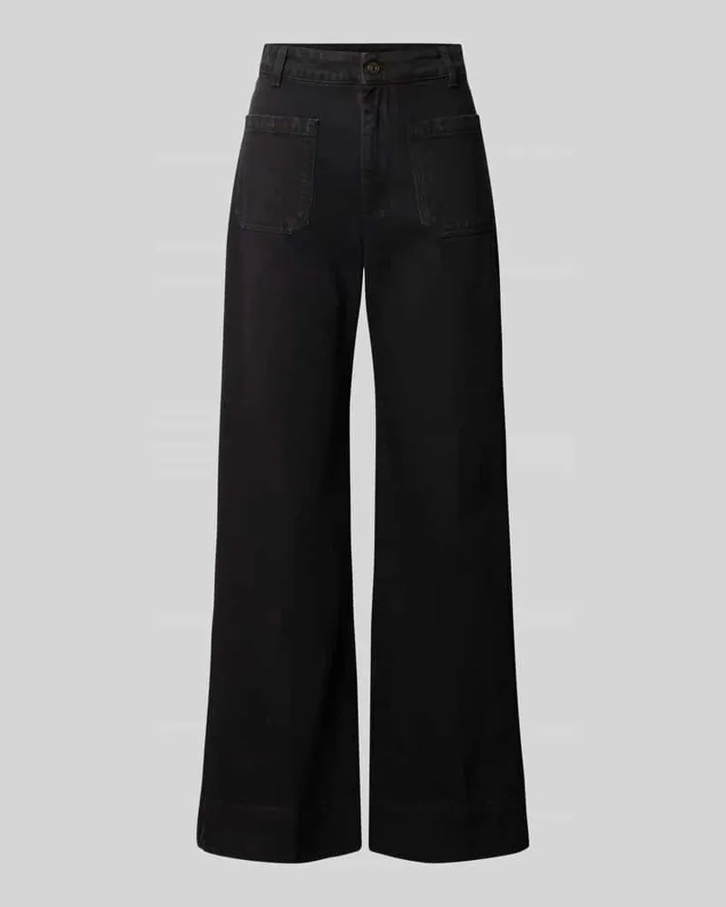 Victoria Beckham Wide Fit Jeans aus reiner Escorial Wolle Black