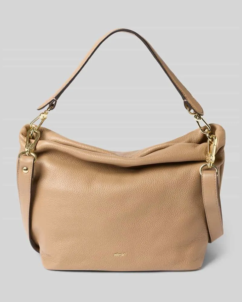 Abro Handtasche aus Leder mit Label-Detail Modell 'EBONY BIG Hellbraun