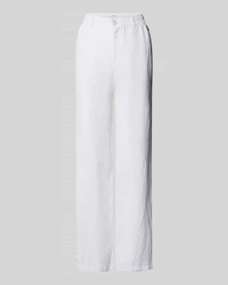 Fynch-Hatton Straight Fit Leinenhose mit elastischem Bund Ecru