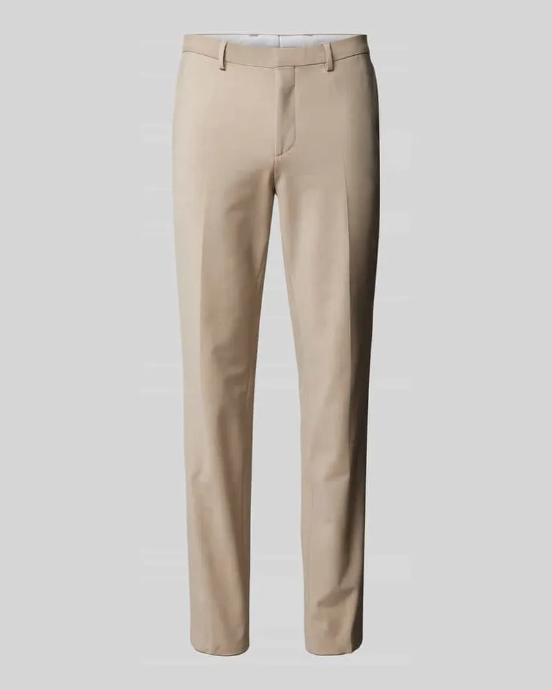 HUGO BOSS Regular Fit Bundfaltenhose Modell 'Hesten Beige