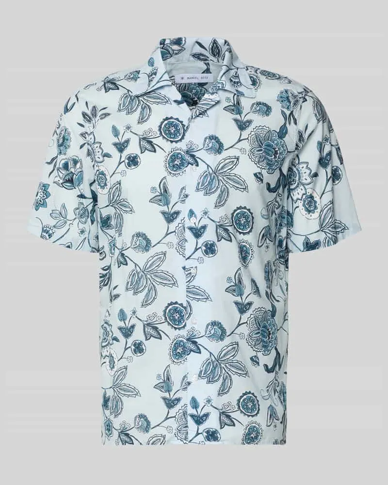 Manuel Ritz Regular Fit Freizeithemd mit Reverskragen Aqua