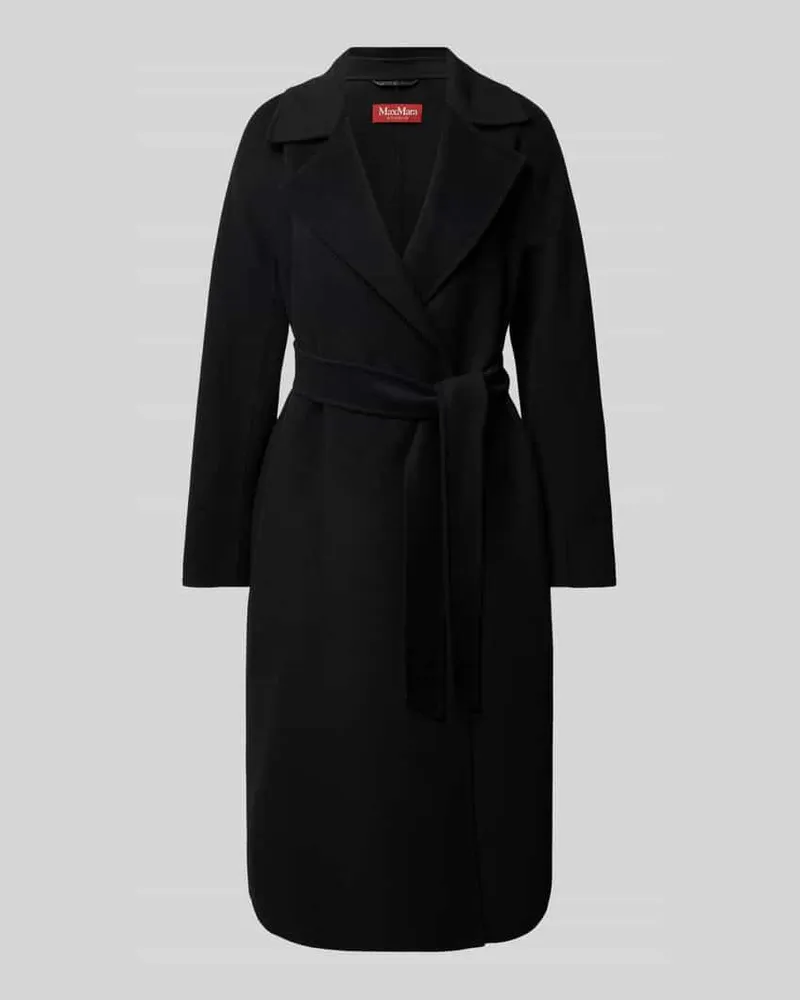 Max Mara Schurwollmantel mit Bindegürtel Modell 'CLES Black