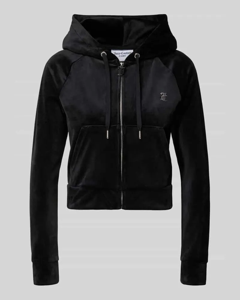 Juicy Couture Sweatjacke mit Samtoptik Modell 'MADISON HOODIE Black