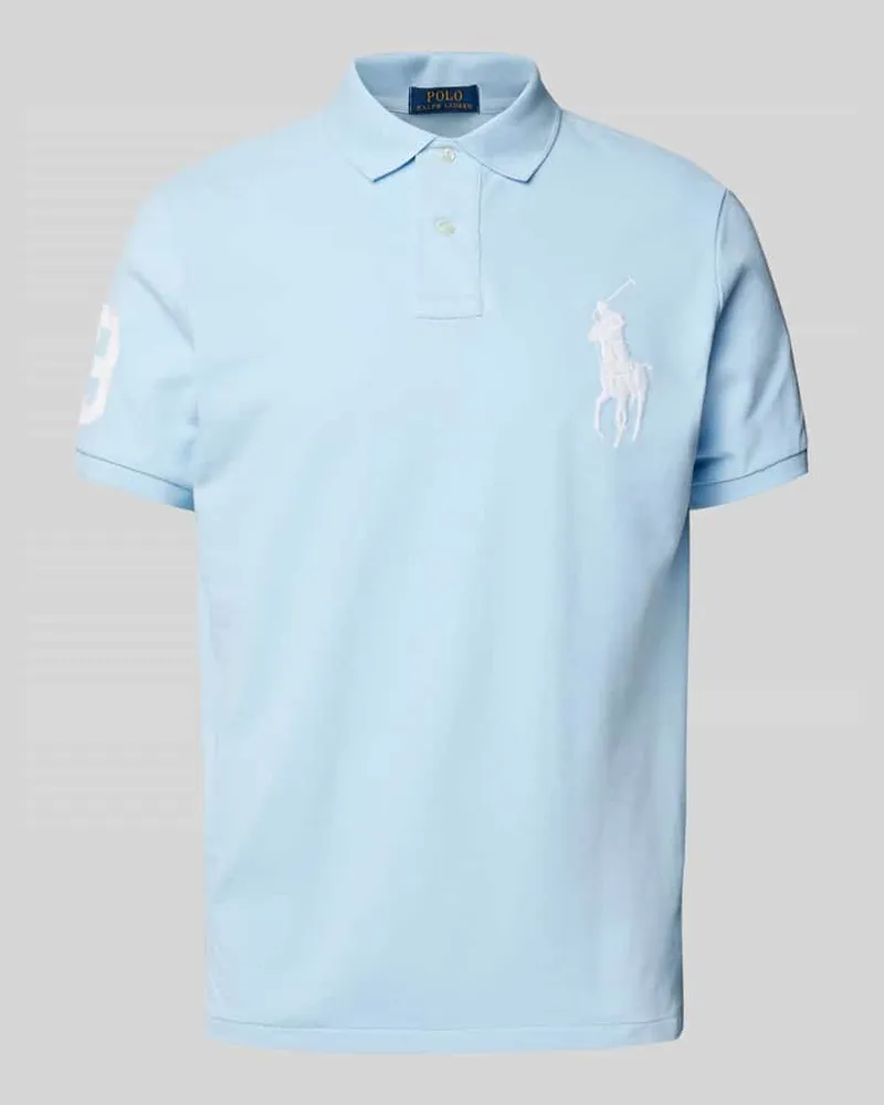 Ralph Lauren Regular Fit Poloshirt mit Label-Stitching Hellblau