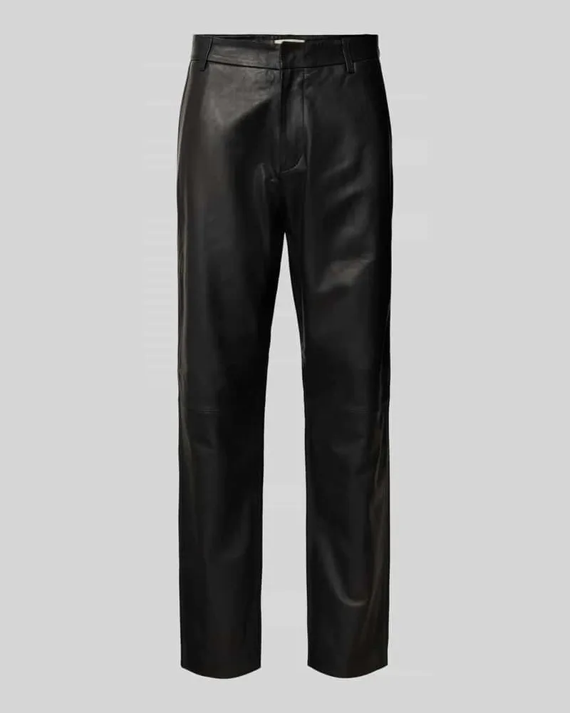 Selected Homme Wide Leg Hose aus echtem Lammleder Modell 'CHANCE Black