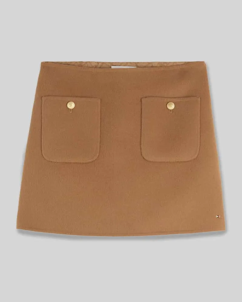 Tommy Hilfiger Regular Fit Minirock aus Woll-Mix Camel