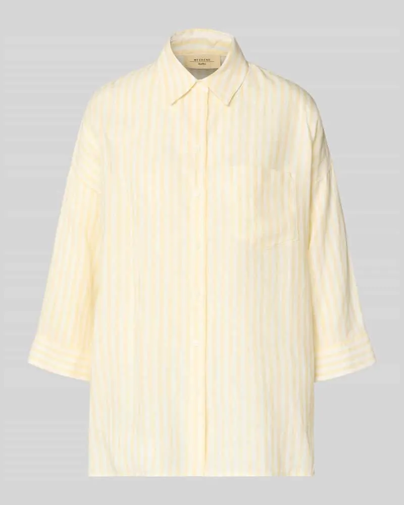 Max Mara Oversized Langarmbluse aus reinem Leinen Modell 'PANETTO Hellgelb