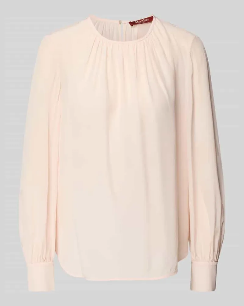 Max Mara Regular Fit Seidenbluse mit Raffung Hellrosa