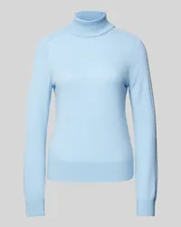 COMMA Rollkragenpullover mit gerippten Abschlüssen Bleu