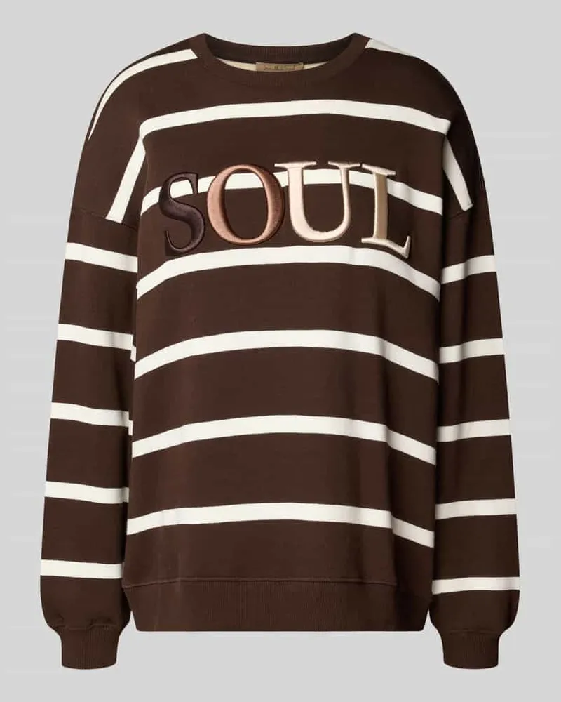 Smith & Soul Oversized Sweatshirt aus Baumwoll-Mix mit Logo-Stickerei Dunkelbraun