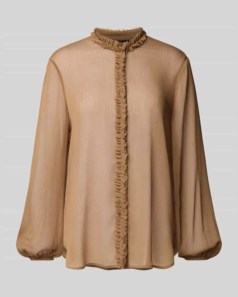 Luisa Cerano Semitransparente Bluse mit Rüschen Camel