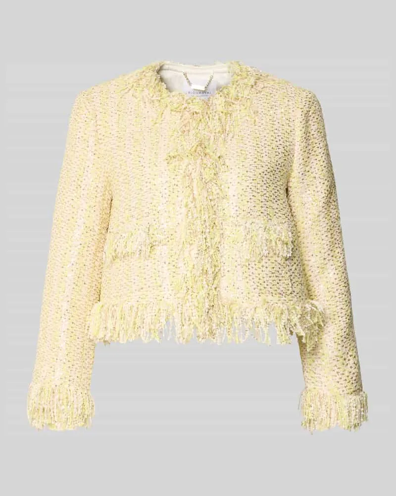 Rich&Royal Regular Fit Jacke in Bouclé-Optik Hellgelb