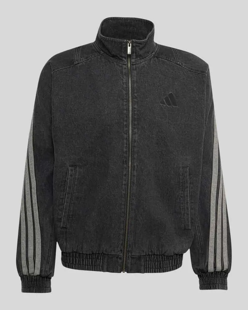 adidas Loose Fit Trainingsjacke aus Baumwoll-Denim mit 3-Streifen-Design Black