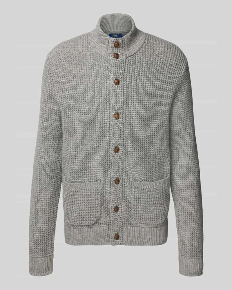 Ralph Lauren Strickjacke aus Woll-Mix mit aufgesetzten Taschen Anthrazit