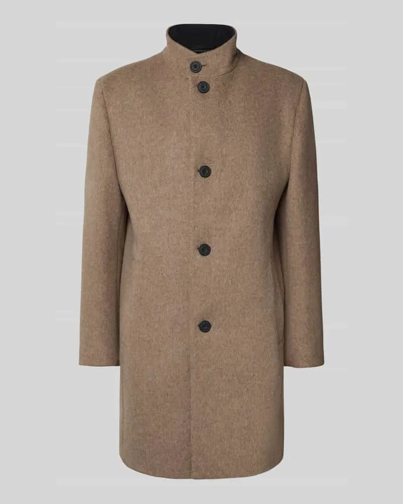 HUGO BOSS Regular Fit Mantel aus Woll-Mix Modell 'MINTRAX Beige