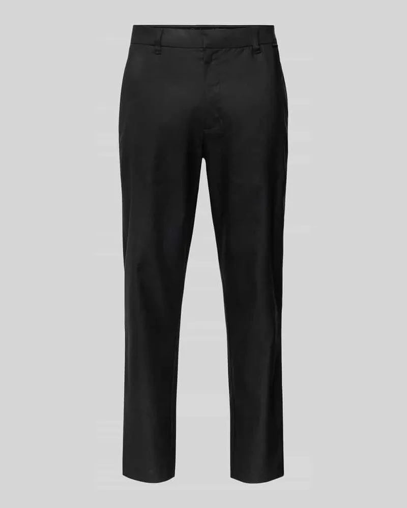 Calvin Klein Tapered Fit Leinenhose mit Label-Detail Black