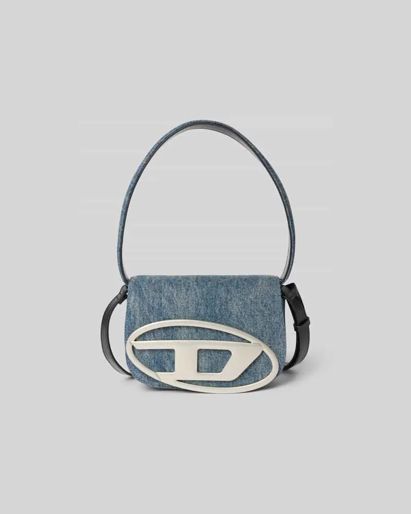 Diesel Shoulder Bag mit Logo-Applikation Jeansblau