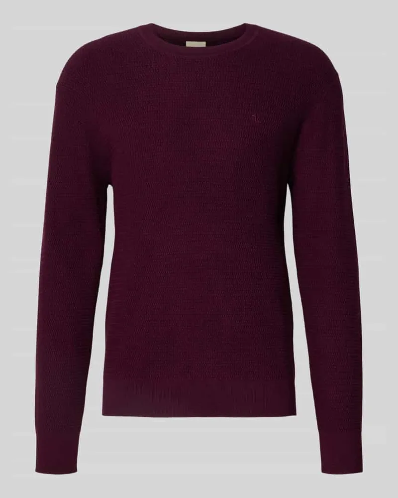 Calvin Klein Strickpullover mit gerippten Abschlüssen Bordeaux