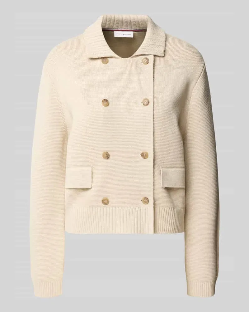 Tommy Hilfiger Regular Fit Strickjacke aus reiner Baumwolle Offwhite