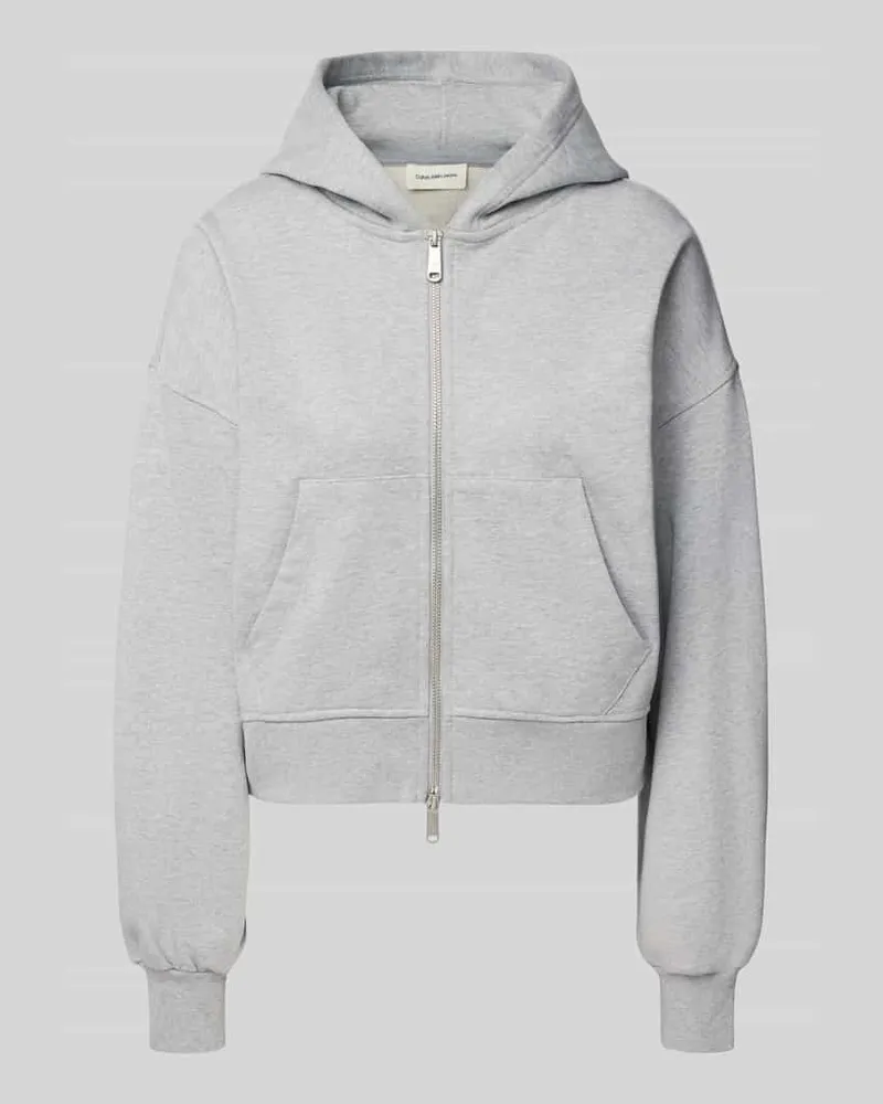 Calvin Klein Oversized Sweatjacke mit Kapuze Hellgrau