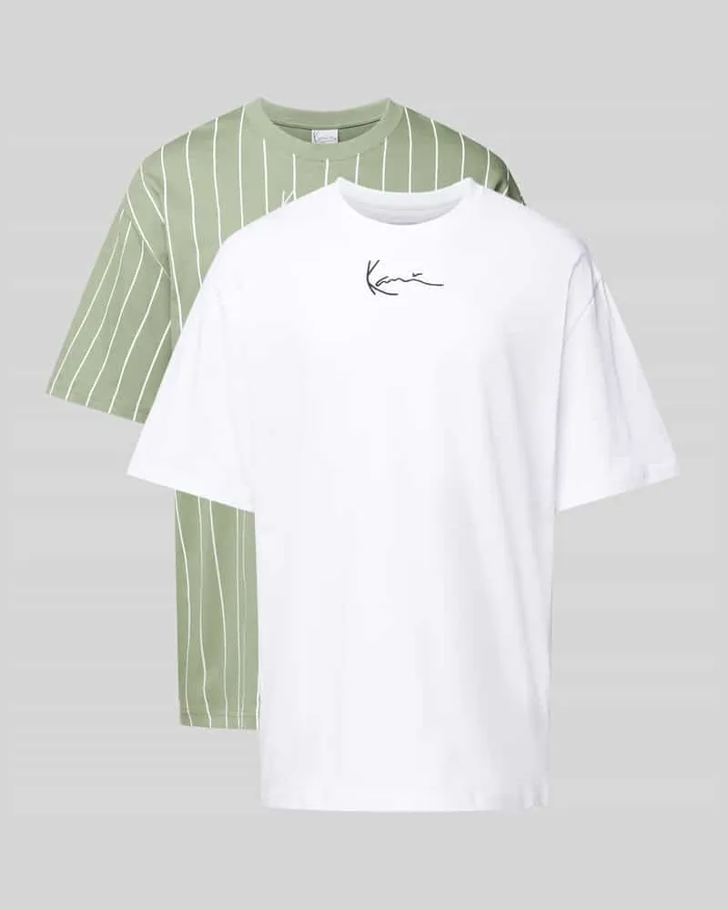 Karl Kani T-Shirt mit Label-Stitching im 2er-Pack Oliv