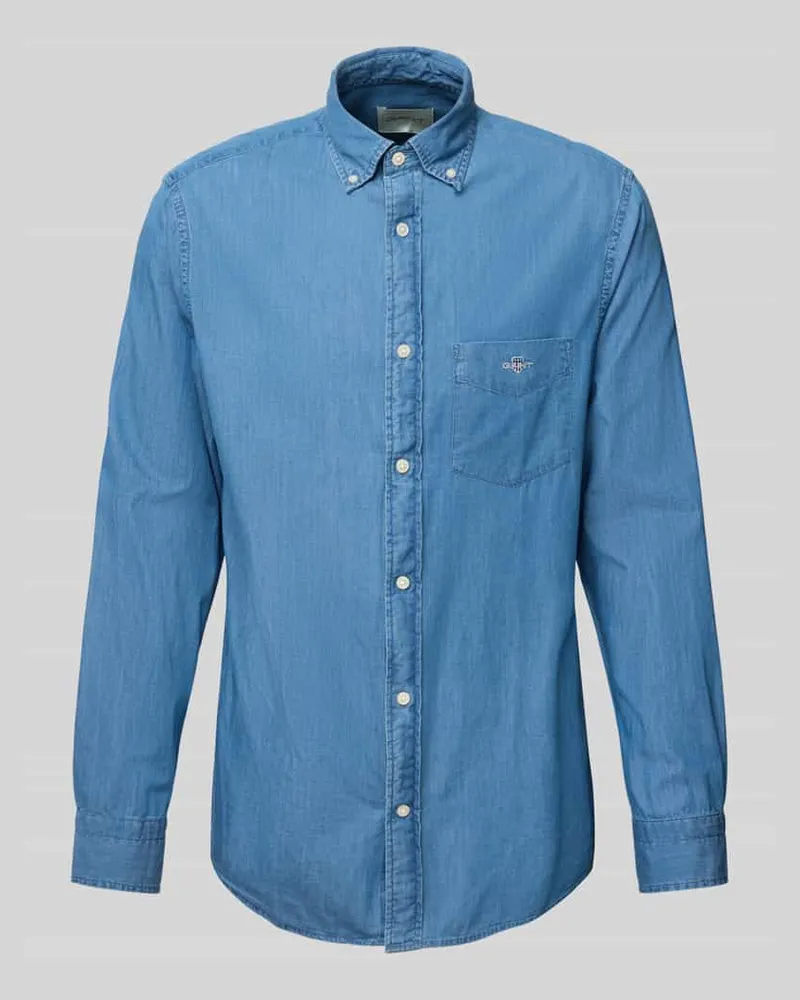 Gant Freizeithemd mit Button-Down-Kragen Jeansblau