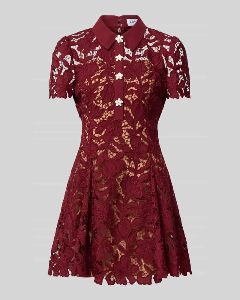 Self-Portrait Minikleid mit Allover-Spitzenbesatz Bordeaux