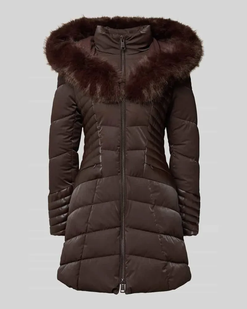 Guess Regular Fit Steppmantel mit Zweiwege-Reißverschluss Modell 'Oxana Schoko
