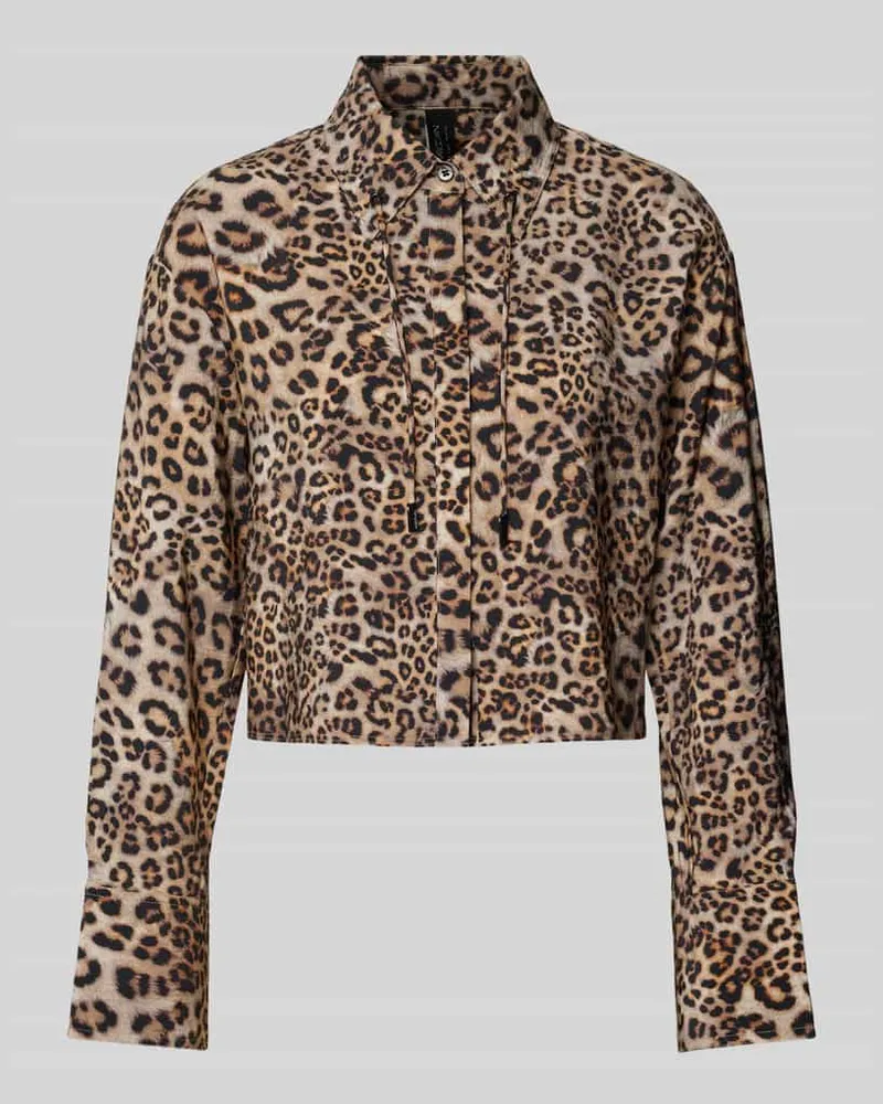 Marc Cain Cropped Hemdbluse mit Knopfleiste Mittelbraun