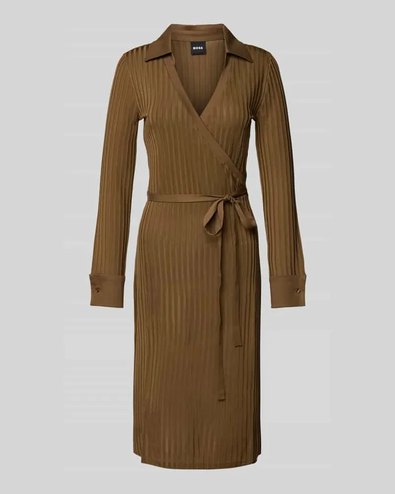HUGO BOSS Midikleid in Wickel-Optik Modell 'Ellarie Cognac