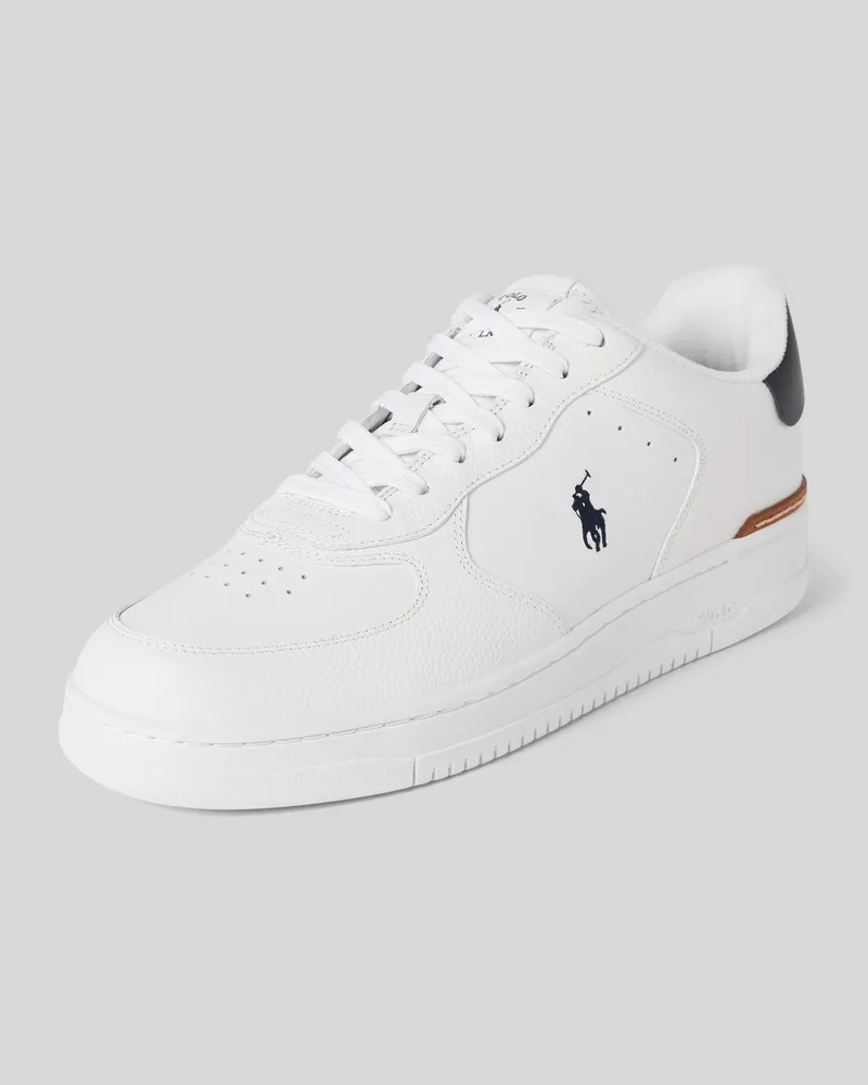 Ralph Lauren Ledersneaker mit Logo-Stitching Modell 'MASTERS Weiss