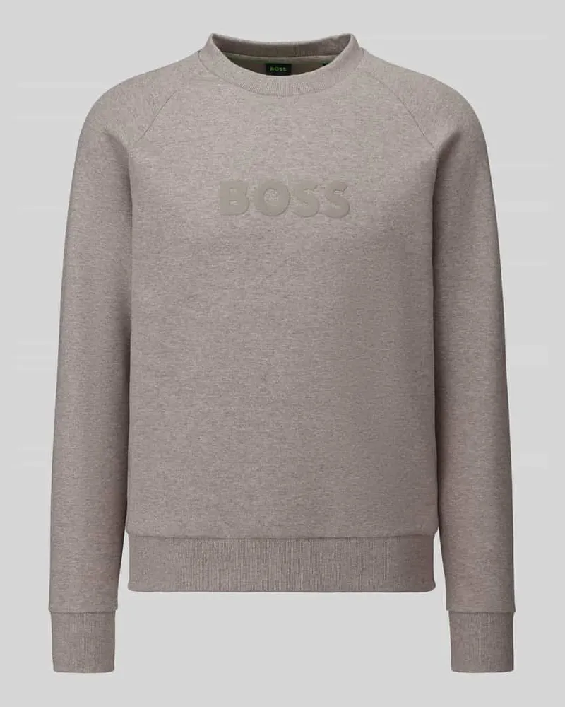 HUGO BOSS Sweatshirt mit tonalem Logo-Schriftzug Modell 'Salbo Mittelbraun