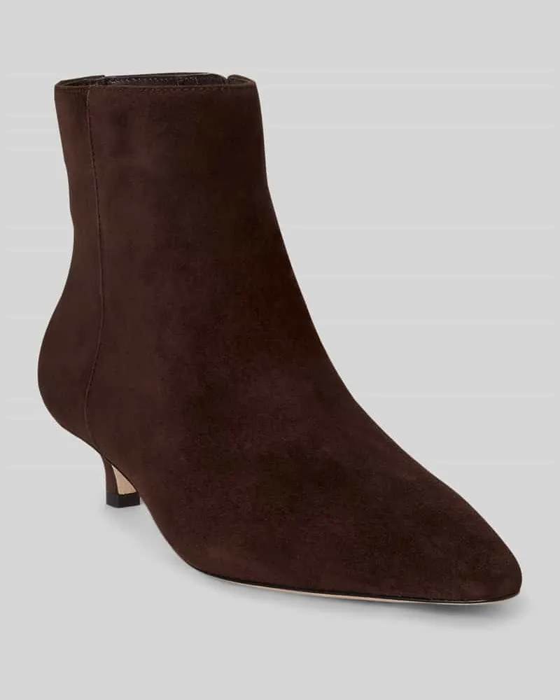 Ralph Lauren Stiefeletten aus echtem Leder mit Kittenheel Dunkelbraun