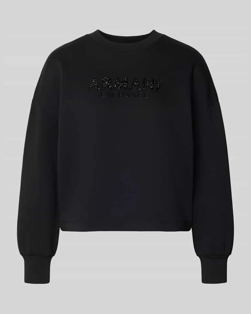 Armani Exchange Sweatshirt mit Logo-Print und Rundhalsausschnitt Black