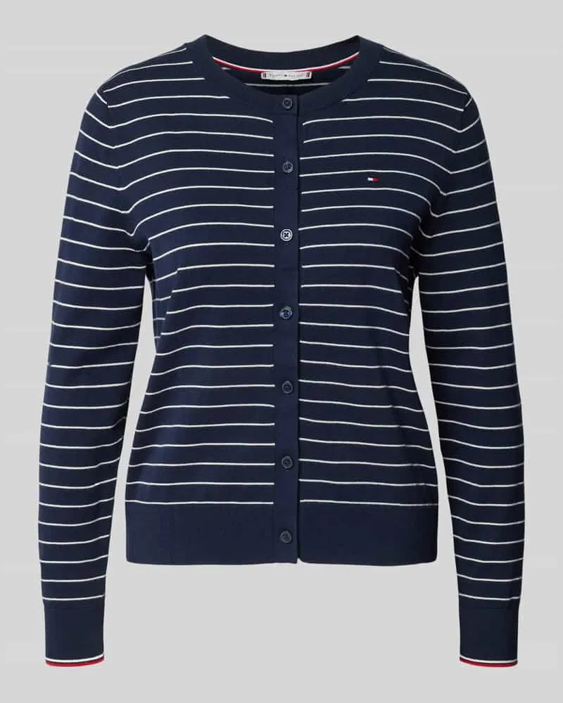 Tommy Hilfiger Regular Fit Strickjacke aus Baumwoll-Mix Marine