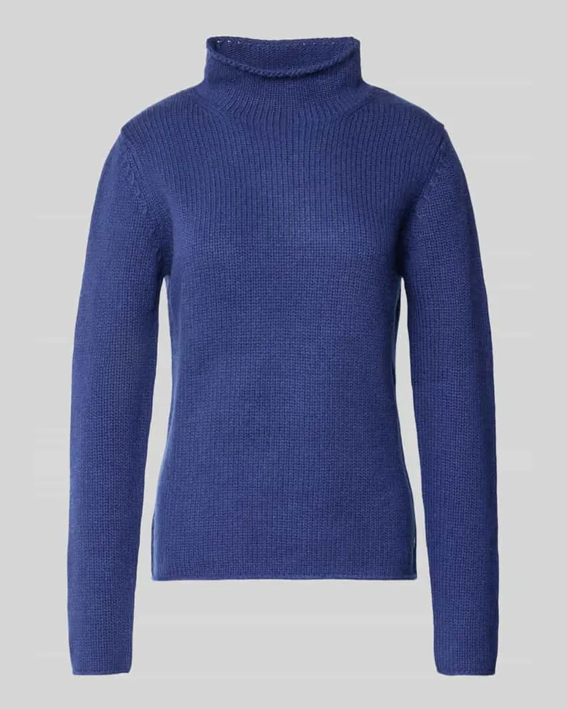 Fynch-Hatton Strickpullover aus Lanawolle mit Stehkragen Marine